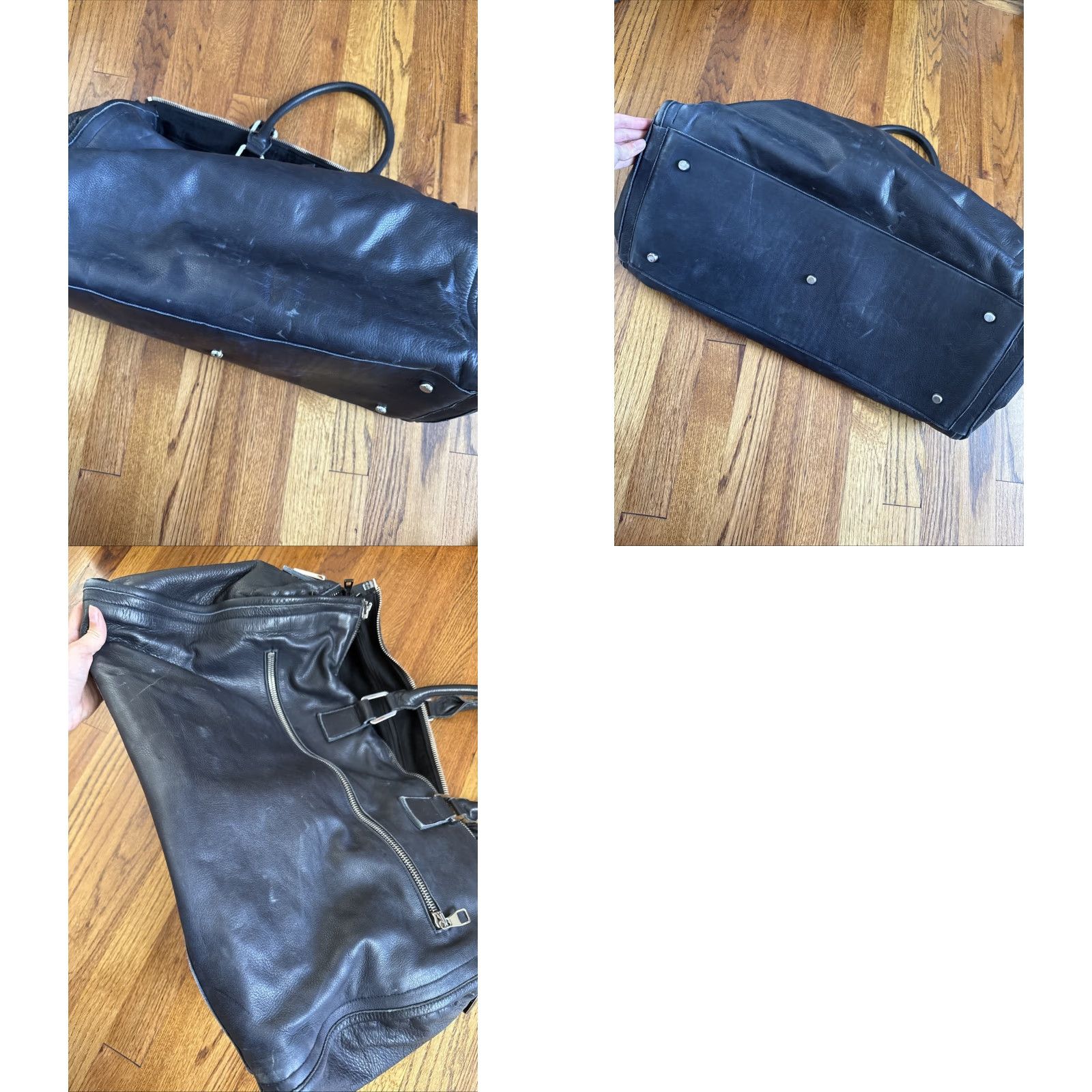 Vintage MUSIKA FRERE Handcrafted Leather Duffle Bag Men Black Leather Duffle Bag Size ONE SIZE - 10 Thumbnail