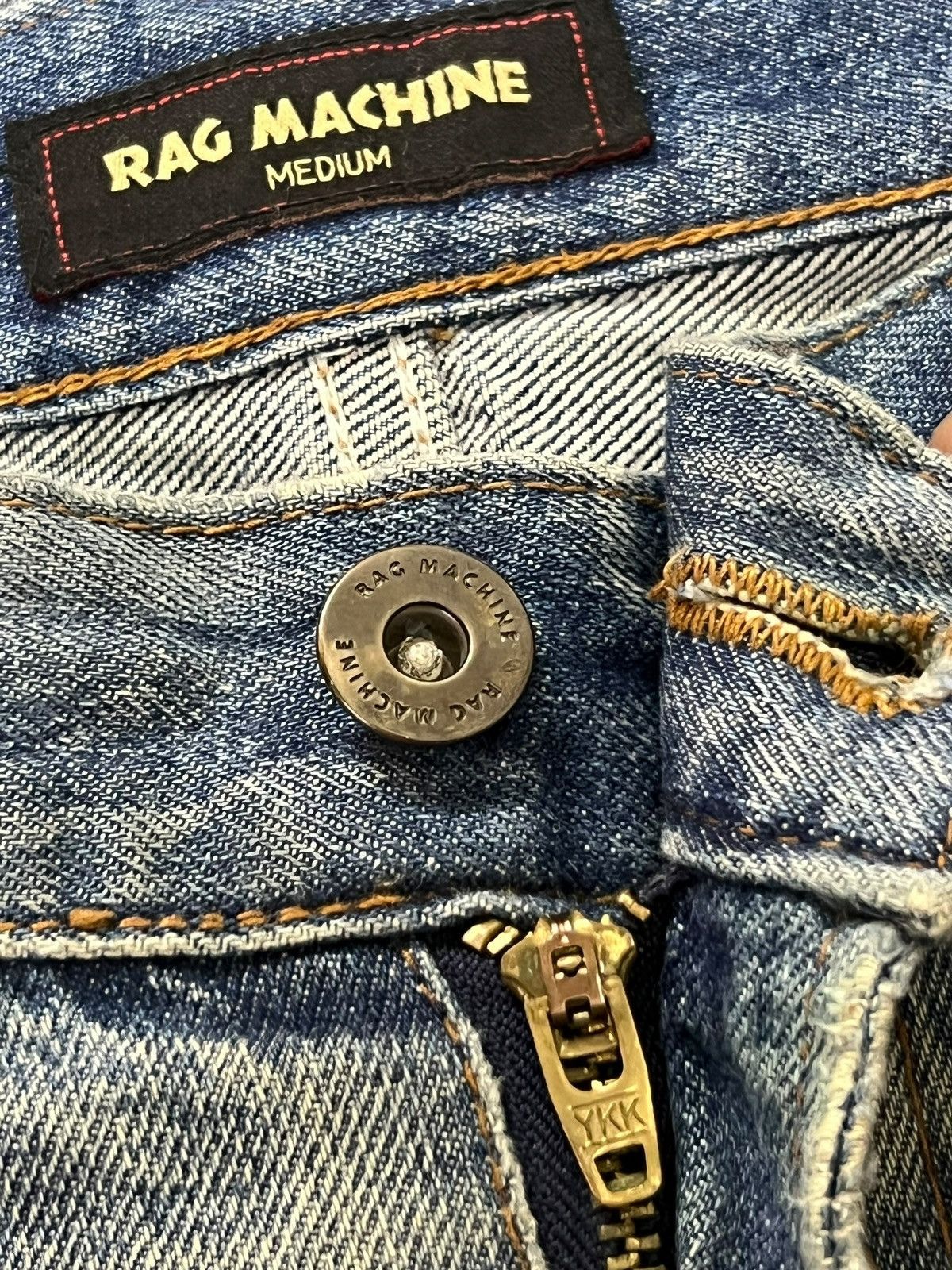 Japanese Brand Vintage Rag Machine - Faded Wash, Distressed Slim Denim Size US 33 - 11 Thumbnail