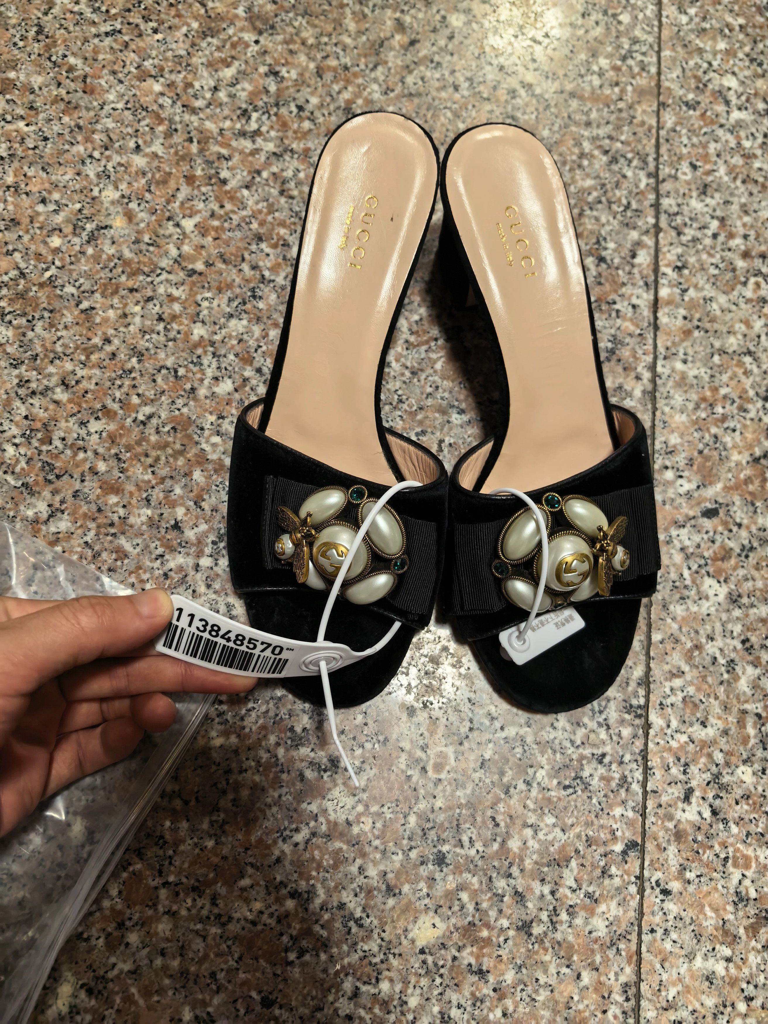 Gucci Gucci Bee High Heel Slipper 37.5 New Size US 7 / IT 37 - 1 Thumbnail