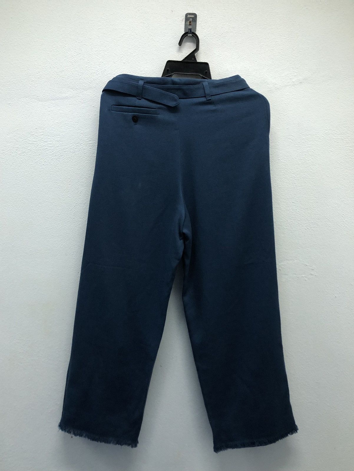 Vintage LIFE WITH FLOWERS Wool Wide-Leg Pants - Navy Blue (Size 1) Size US 28 / EU 44 - 2 Thumbnail