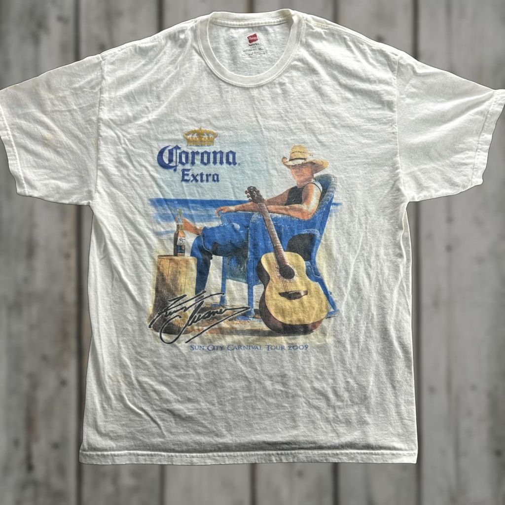 Hanes Kenny Chesney Corona Extra Concert T-Shirt Mens Large White Graphic 2009 Sun City Carnival Tour Size US L / EU 52-54 / 3 - 1 Thumbnail