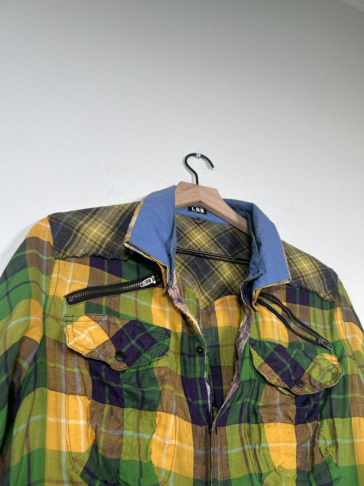 Le Grande Bleu (L.G.B.) 00’s ‘SHADOW PLAID’ Reversible Collar Flannel button up Size US M / EU 48-50 / 2 - 2 Thumbnail