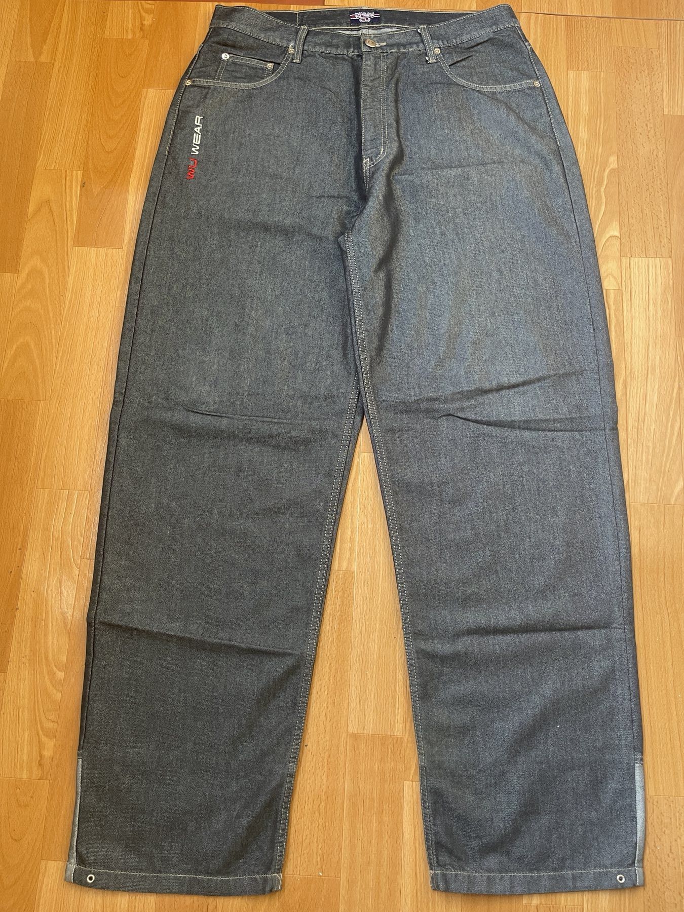 Wu-Tang Clan Wu Wear jeans, shiny gray silver Wu-Tang Clan, 90s baggy 34 Size US 34 / EU 50 - 2 Thumbnail