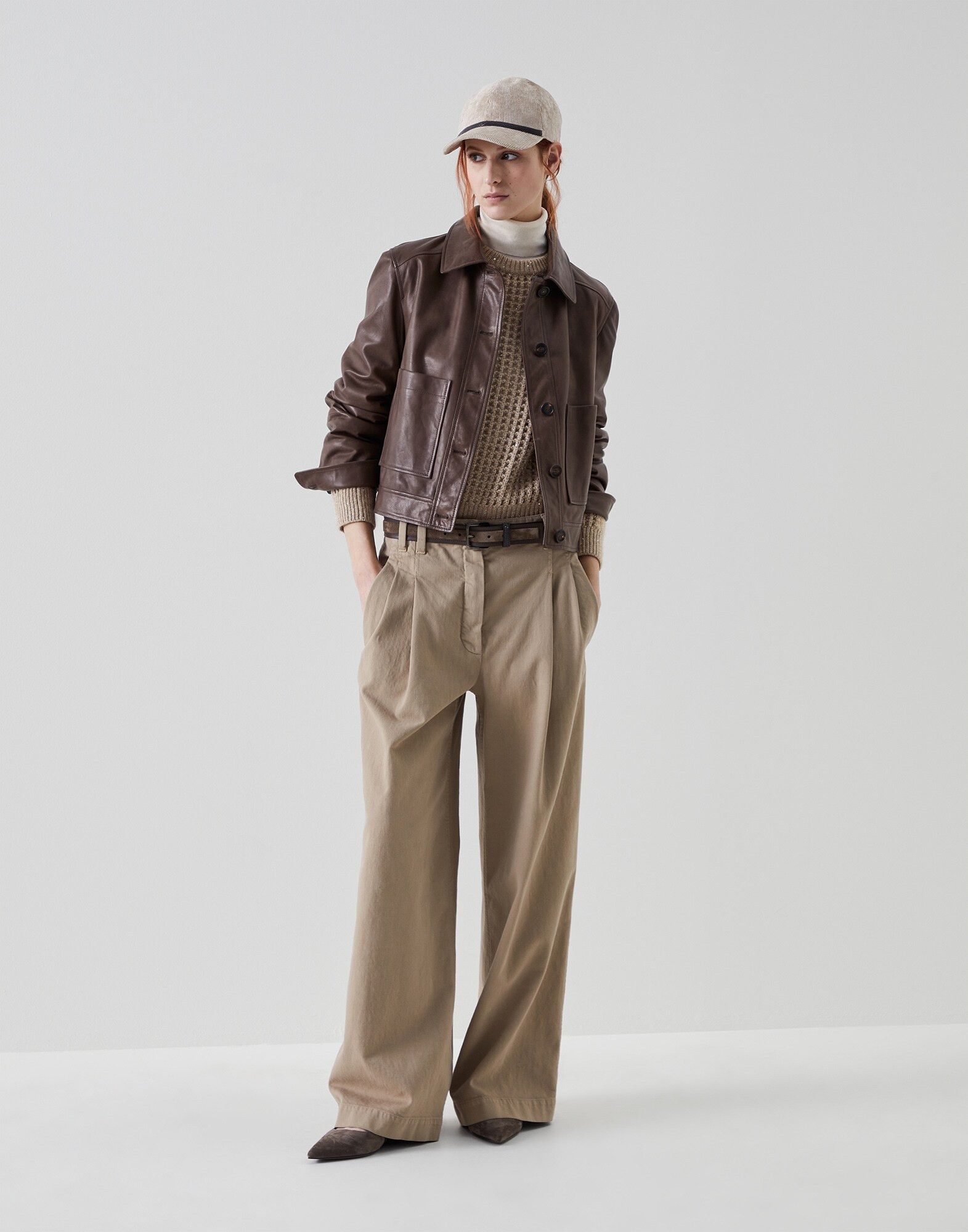 Brunello Cucinelli o1la1rc1a0325 Diamond Knitted Sweater in Khaki Size S / US 4 / IT 40 - 4 Thumbnail