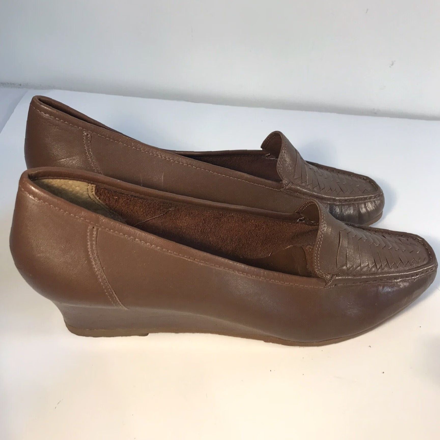 Vintage Harbor Town Alamo Brown Leather Wedge Loafers Womens Size 10N Size US 10 / IT 40 - 5 Thumbnail