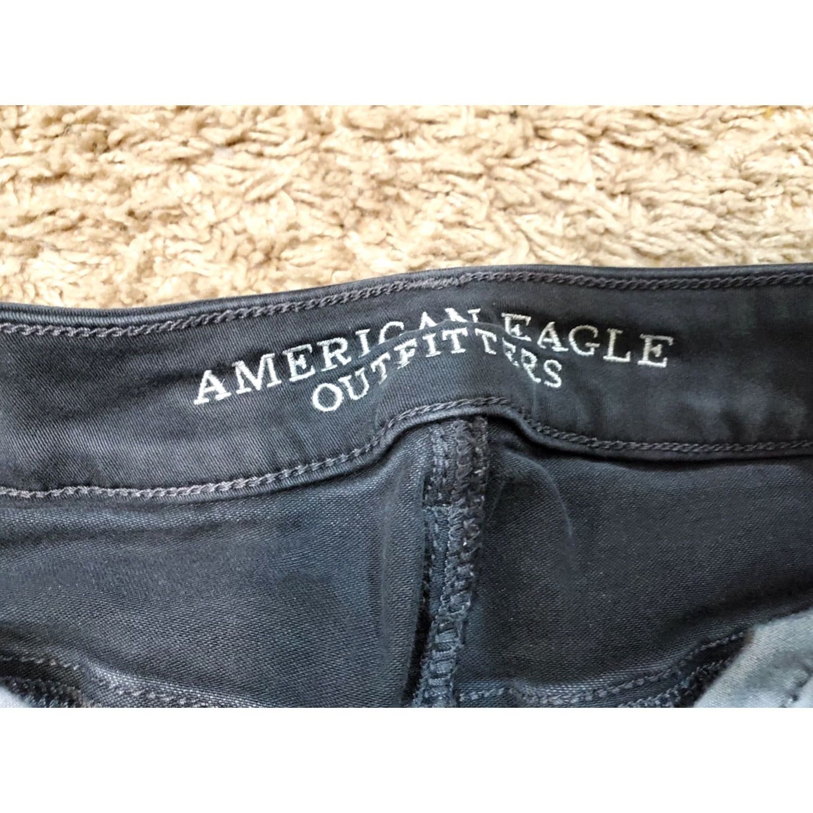 American Eagle Outfitters VINTAGE American Eagle Womens Jeans Size 2 Mid Rise Jegging Distressed Black Denim Size 26" / US 2 / IT 38 - 2 Thumbnail