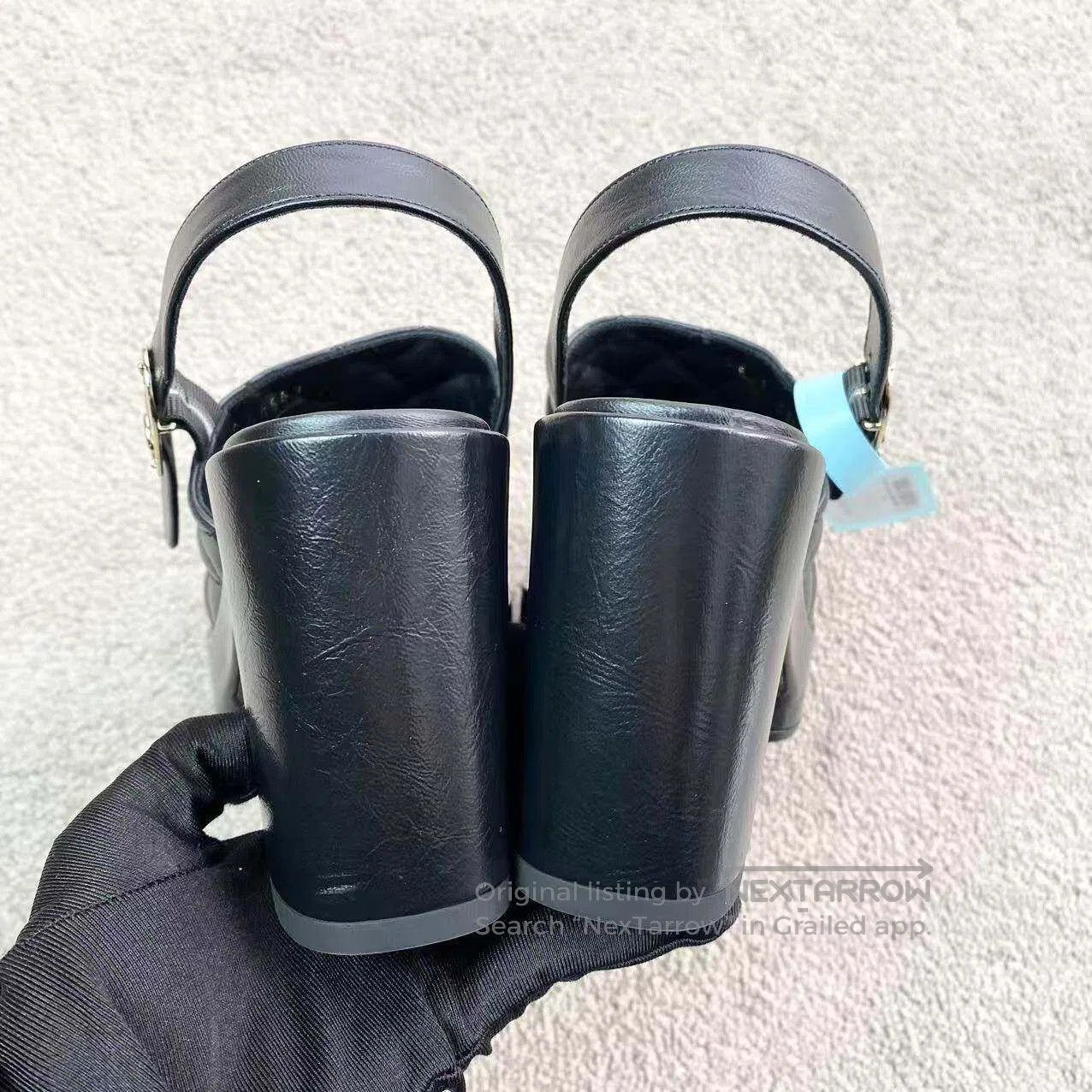 Chanel Chanel 24P black diamond checkered block heel sandals| Size US 6.5 / IT 36.5 - 6 Thumbnail