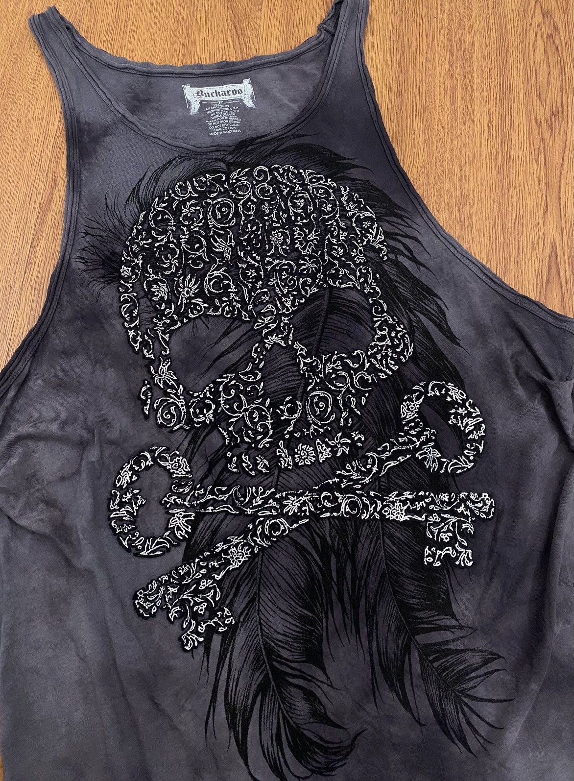 If Six Was Nine × Japanese Brand × Le Grande Bleu (L.G.B.) Buckaroo Skull Feather tie-dye sleeveless Size US L / EU 52-54 / 3 - 3 Thumbnail