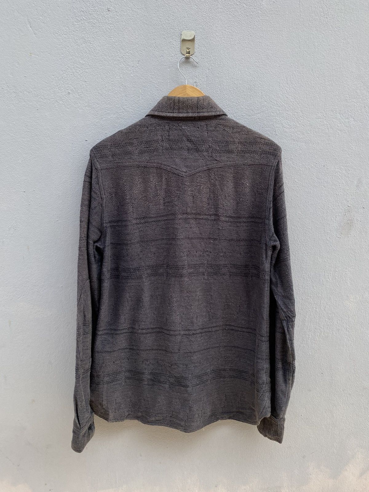 Flannel × Japanese Brand HERITAGE STONE Distress Look Charcoal Grey Flannel Size US M / EU 48-50 / 2 - 8 Thumbnail