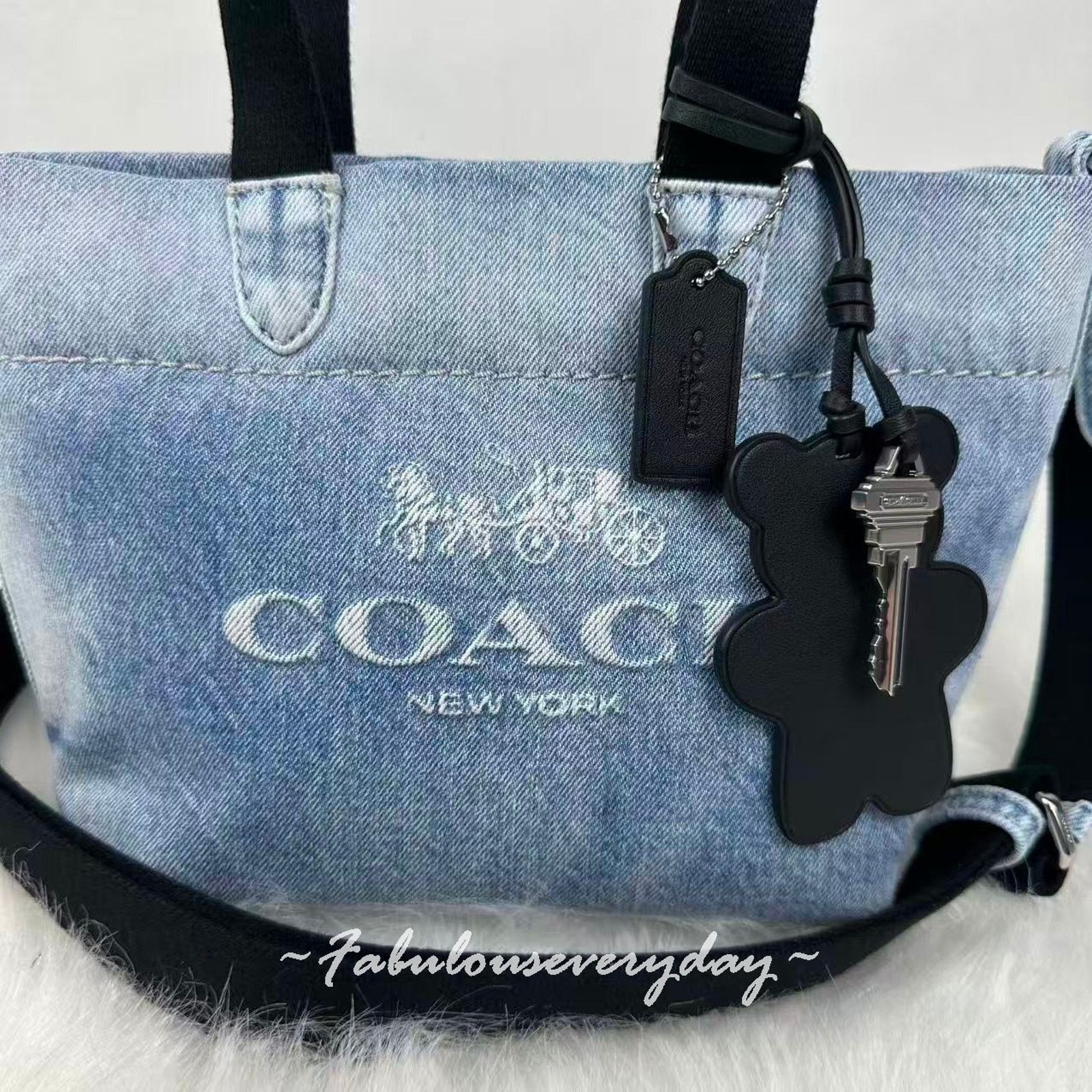 Coach COACH Mini Tour Tote xbody Loved Denim Silver/Light Indigo Size ONE SIZE - 2 Thumbnail