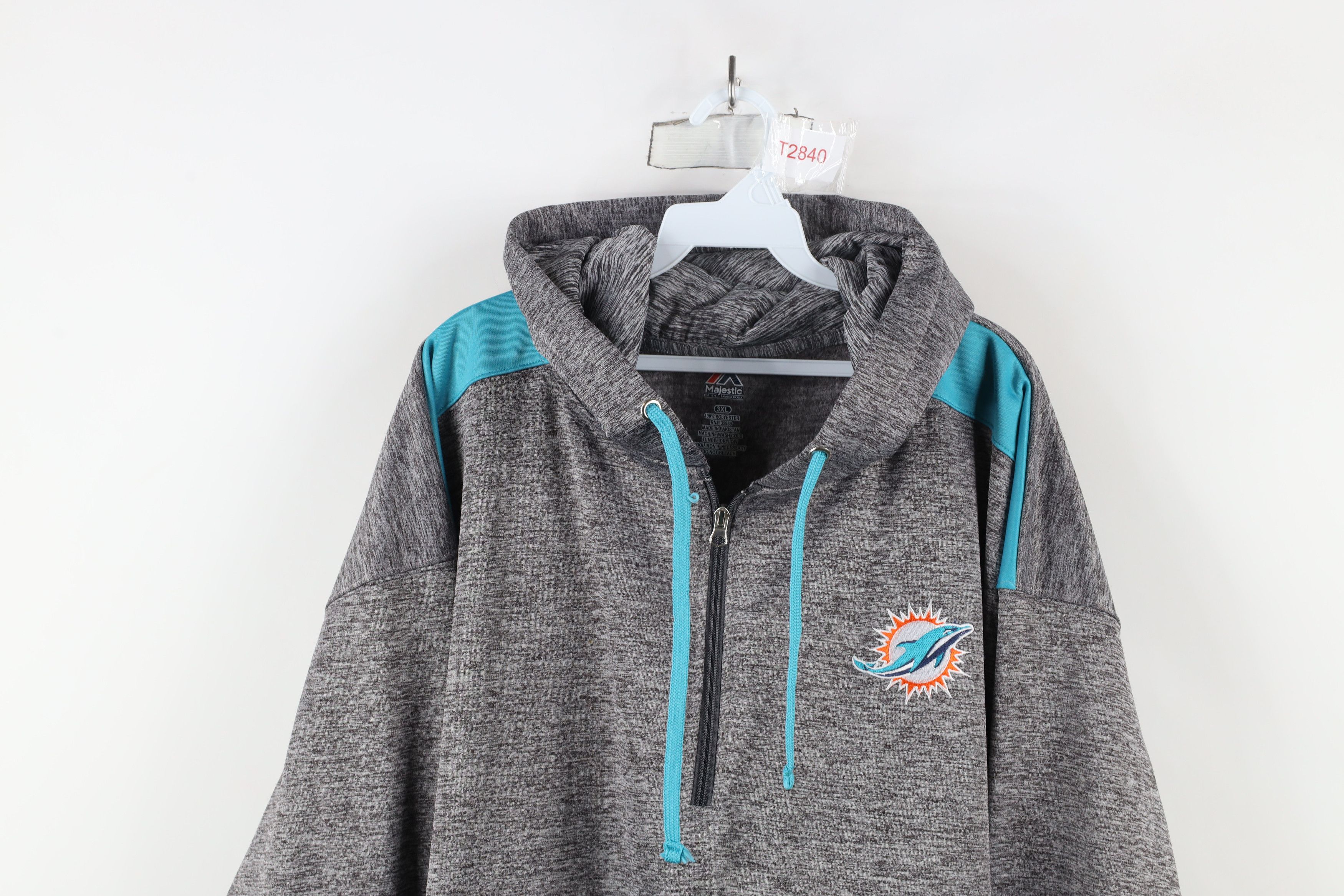 Majestic × Vintage Majestic Miami Dolphins Football Half Zip Hoodie Sweatshirt Size US XXL / EU 58 / 5 - 2 Thumbnail