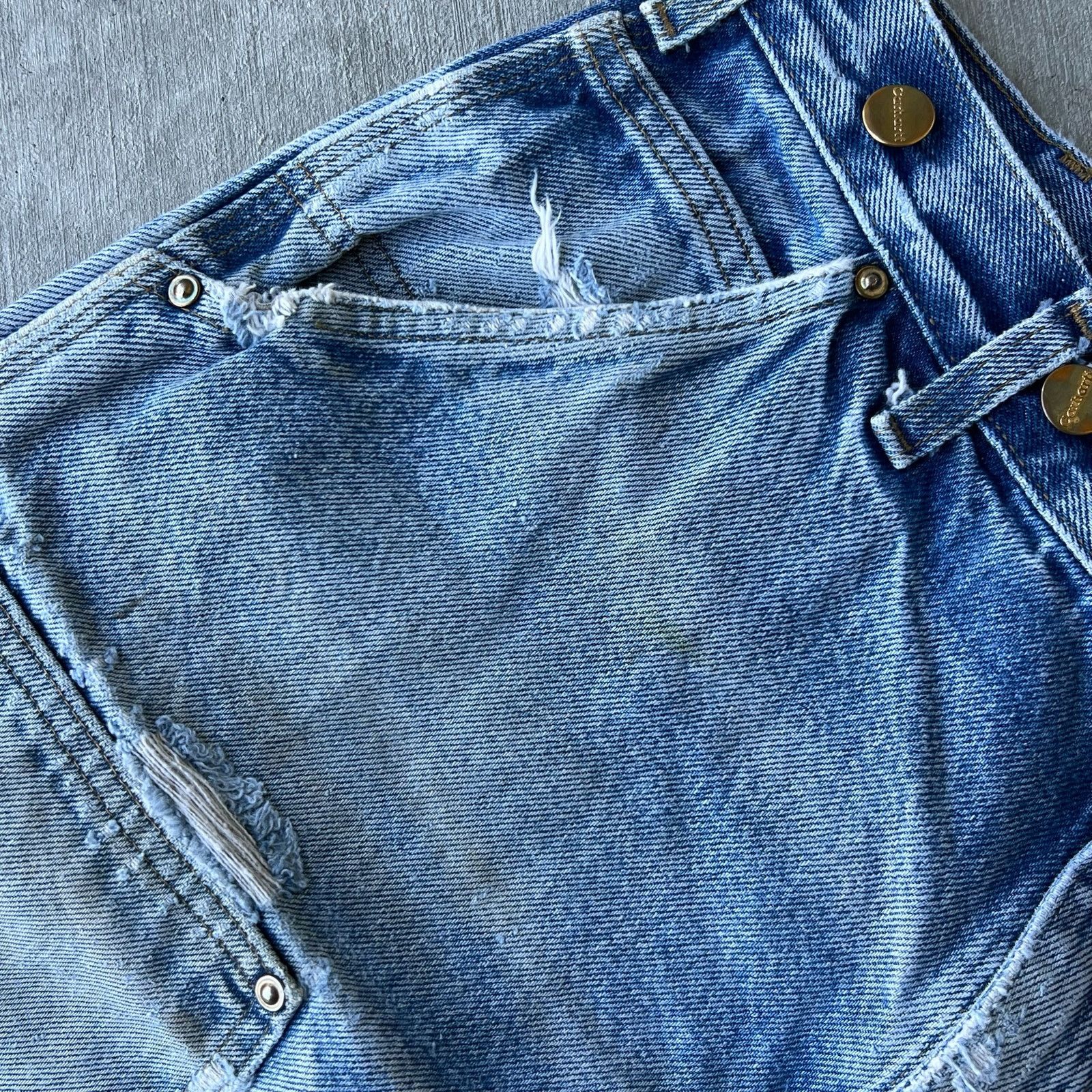 Carhartt × Vintage Carhartt faded denim blue jean double knee work wear pants Size US 32 / EU 48 - 4 Thumbnail