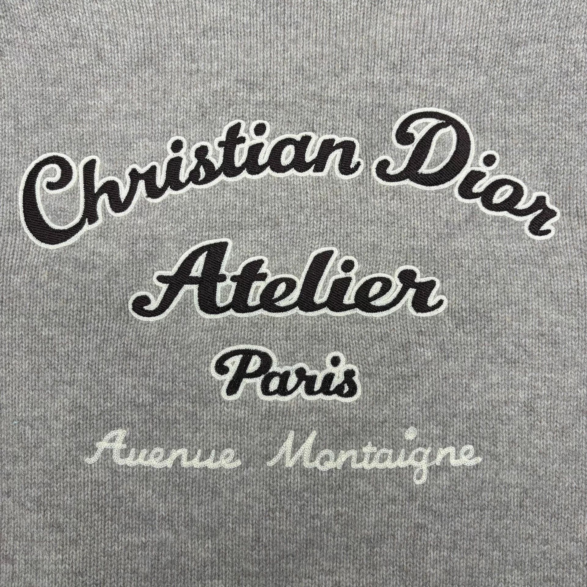 Dior Dior Atelier Gray Embroidered Logo Wool Sweater XL Size US XL / EU 56 / 4 - 4 Thumbnail