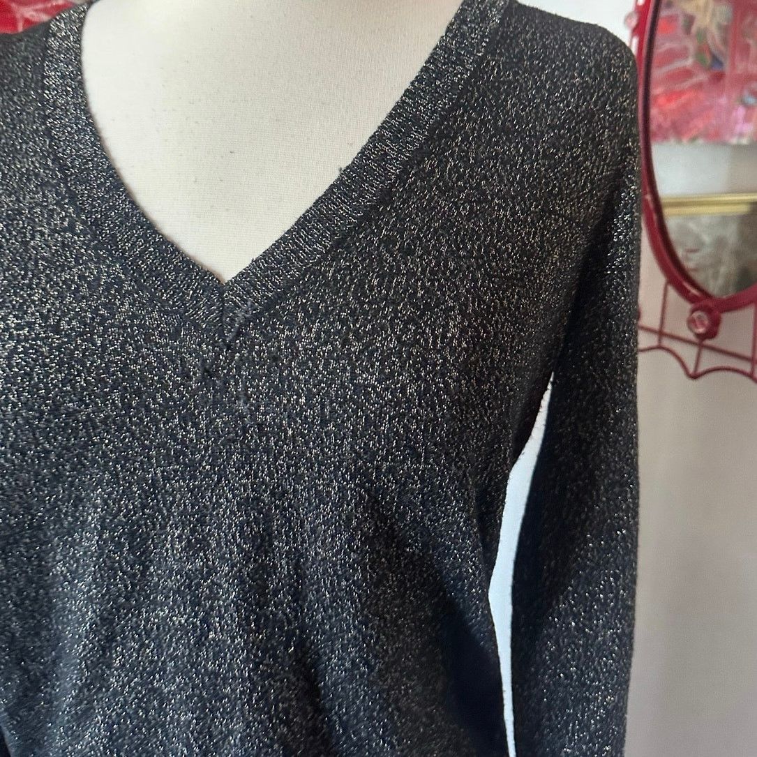 Mossimo mossimo black glitter sparkly long sleeve sweater Size M / US 6-8 / IT 42-44 - 2 Thumbnail