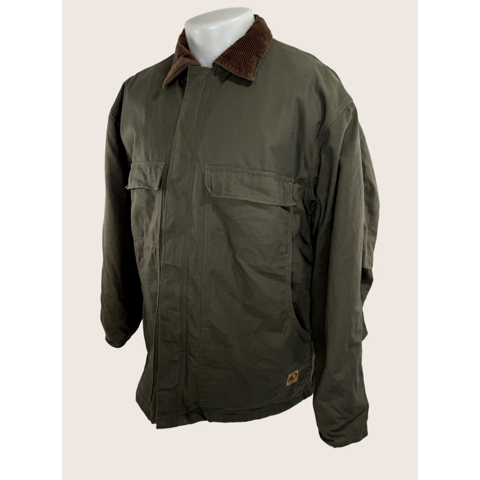 Vintage BERNE Canvas Heavy Duty Quilt Lined L Tall Field Ranch Chore Jacket Men LT Green Work Lined Black? Size US L / EU 52-54 / 3 - 1 Thumbnail