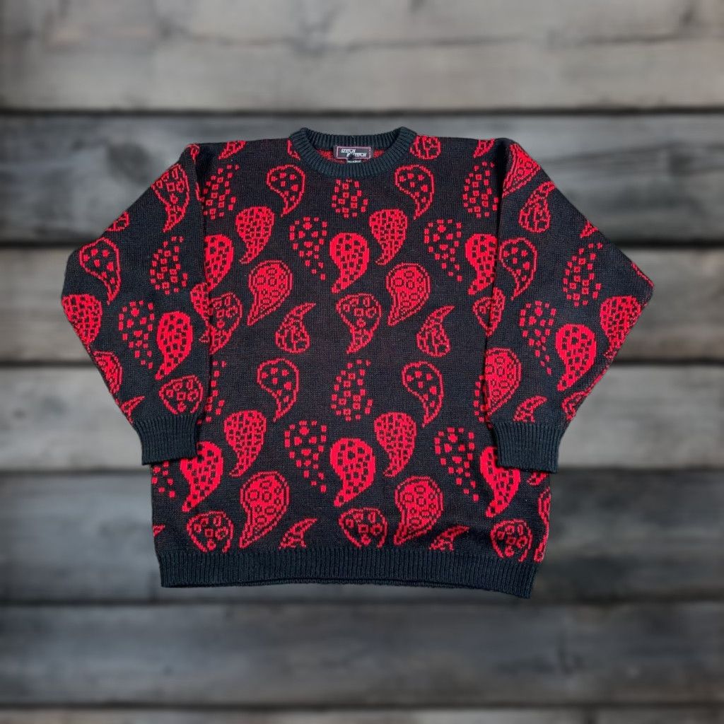 Vintage VINTAGE Paisley Pattern Sweater Women Large Black Acrylic Knit Crew Neck Long Sleeve 80s Hippie Retro Womens Size L / US 10 / IT 46 - 1 Thumbnail