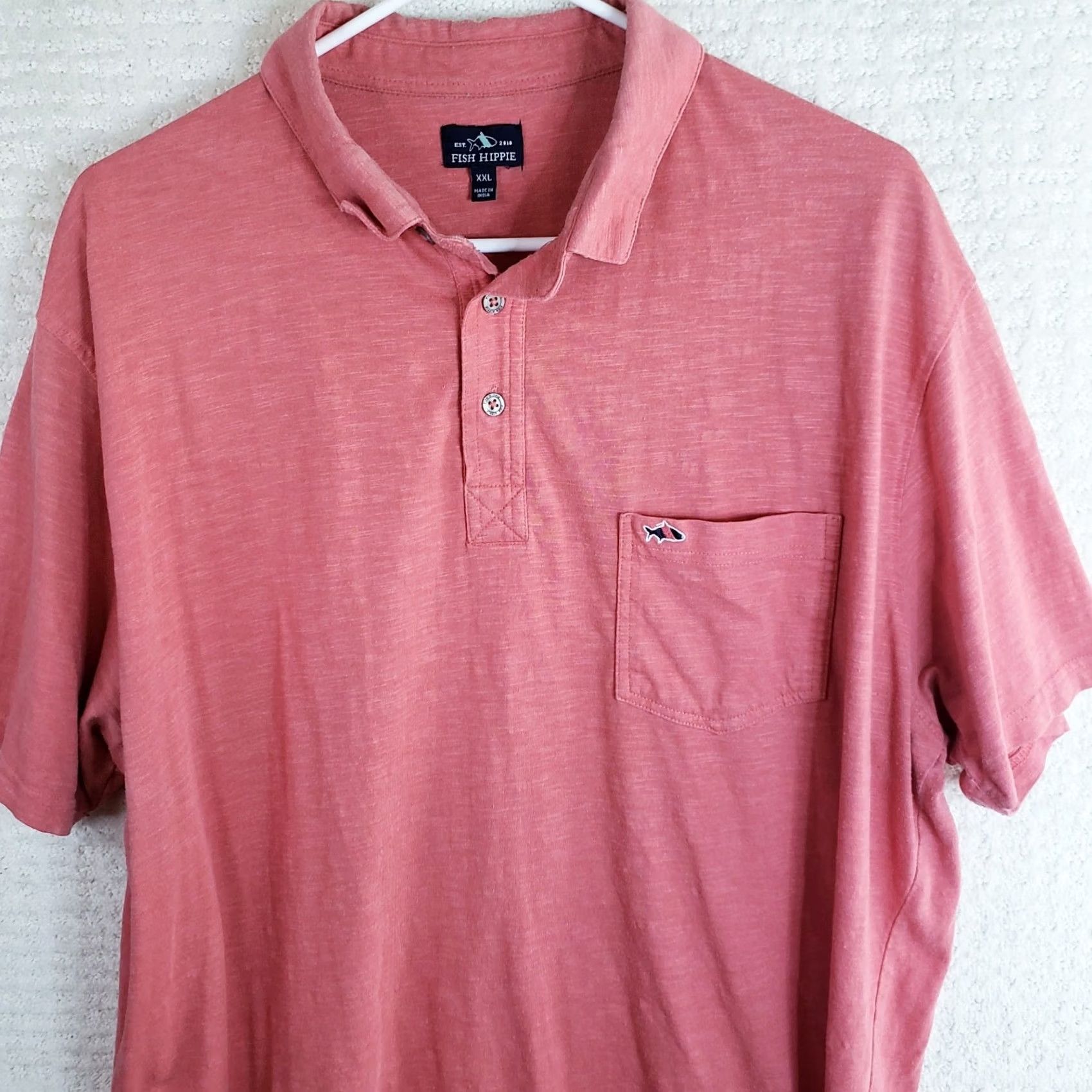 Vintage Fish Hippie Striped Golf Polo Shirt SSleeve Pima Stretch Mens XXL Pink Heathered Size US XXL / EU 58 / 5 - 2 Thumbnail