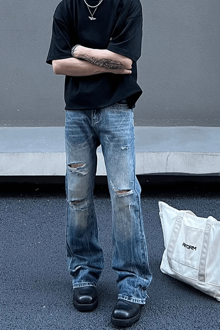 Japanese Brand × Vintage Distressed Holes Jeans Size US 32 / EU 48 - 5 Thumbnail
