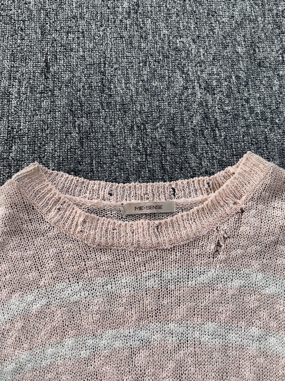 Japanese Brand Me Sense Punk Soft Pink Stripe Distressed Long Sleeve Size US S / EU 44-46 / 1 - 2 Thumbnail