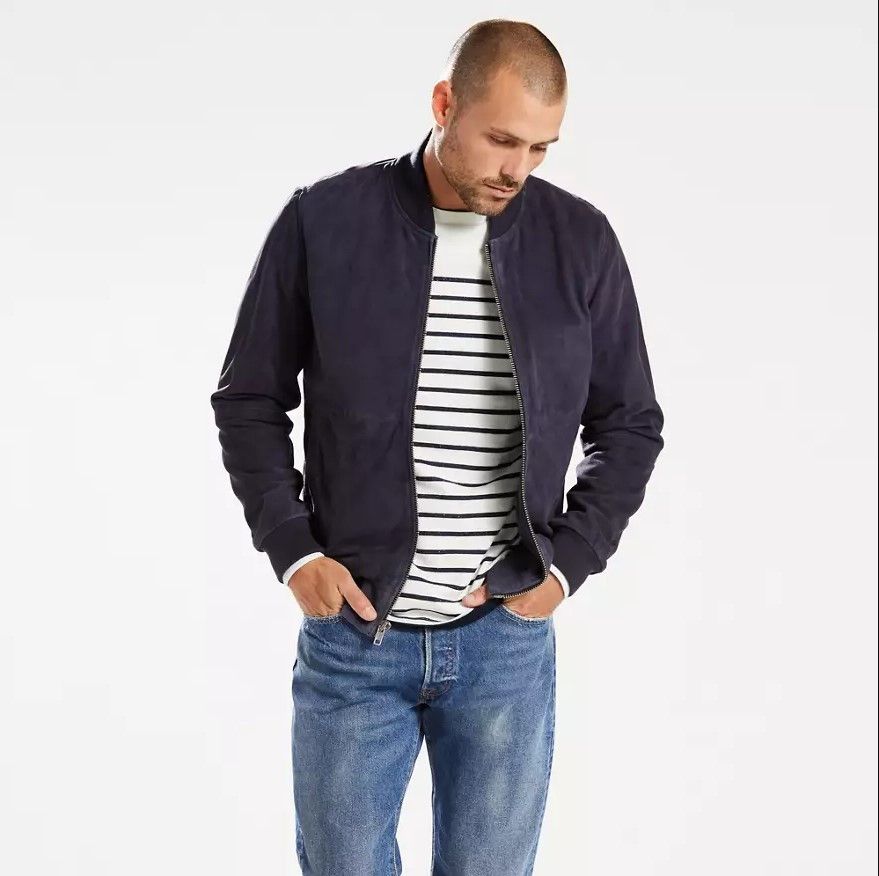 Levi's Levi's Suede Bomber Jacket (Navy Blue) Size US L / EU 52-54 / 3 - 1 Thumbnail
