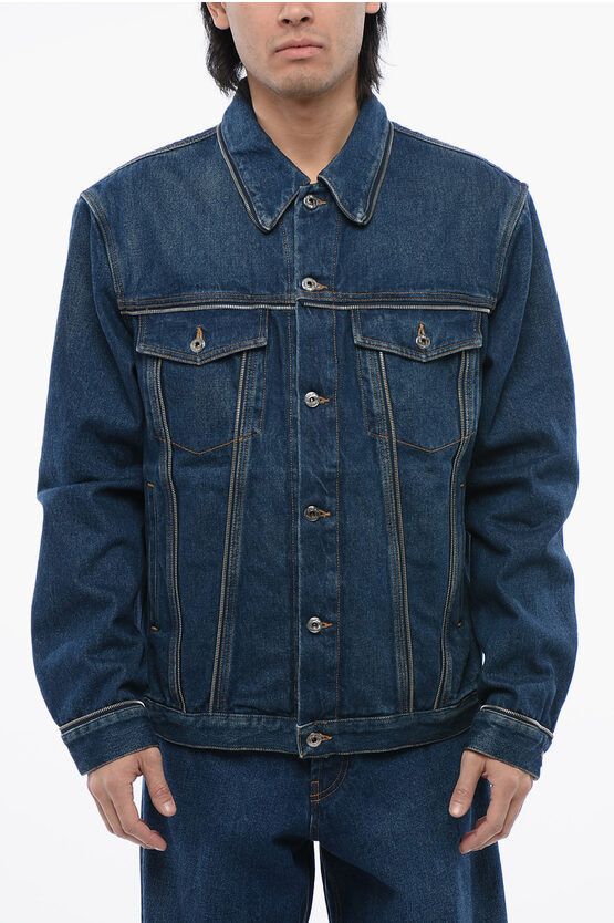 ジャケット・アウター OFF-WHITE ZIPPED DENIM JACKET Off-White zip-embellished Denim Jacket | Black | FARFETCH