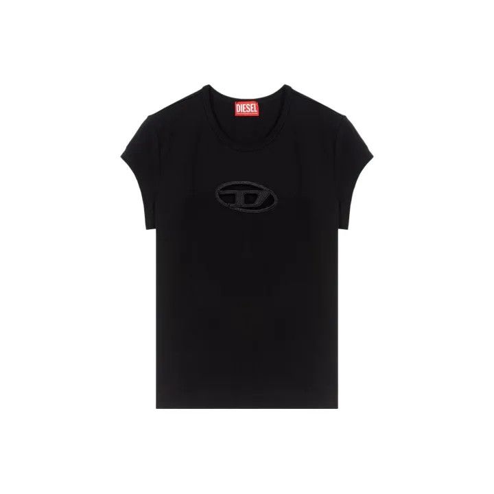 DieselFW22 Black Logo Embroidered Short Sleeve Tee 0079