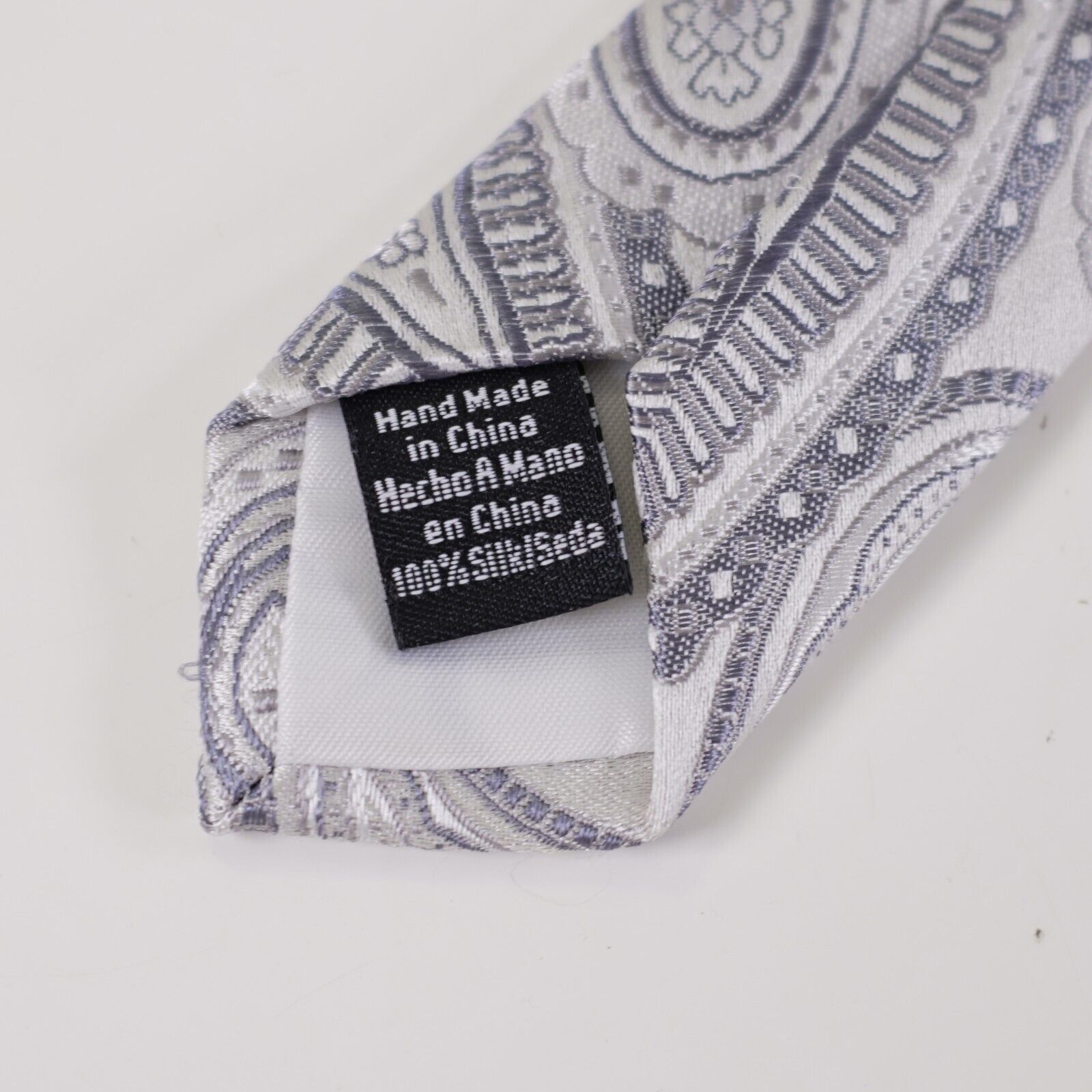 Croft & Barrow Croft & Barrow White Gray Woven Paisley Silk Tie Size ONE SIZE - 4 Thumbnail
