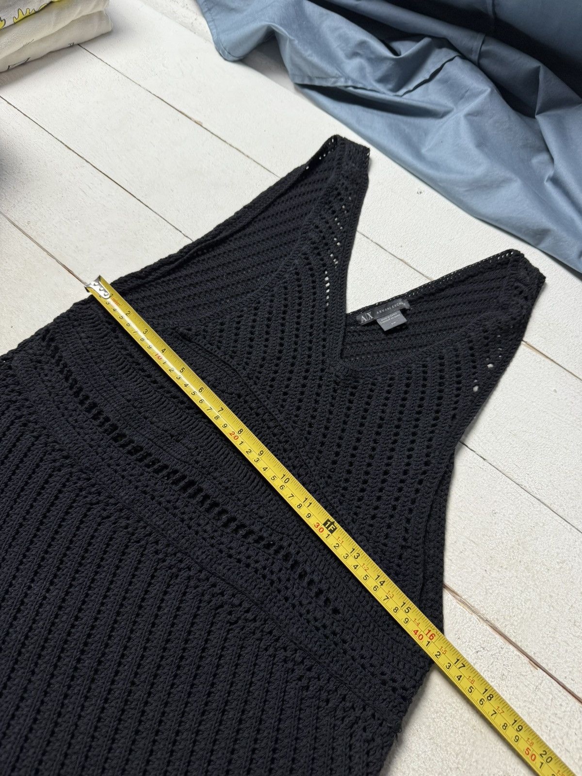 Armani Exchange Armani Exchange Black Knit Crochet Asymmetric Tank Top Size S / US 4 / IT 40 - 13 Thumbnail