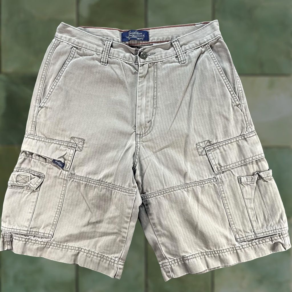 Levi's VINTAGE Levi Strauss Signature Cargo Shorts Mens 29 Khaki Herringbone Utility Cotton Size US 29 - 1 Thumbnail