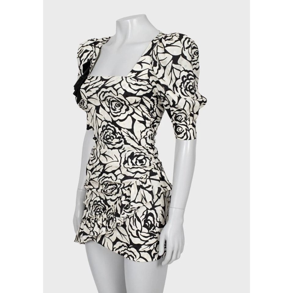 Alessandra Rich Alessandra Rich Silk Floral Mini Dress - IT38 / XS Size XS / US 0-2 / IT 36-38 - 2 Thumbnail