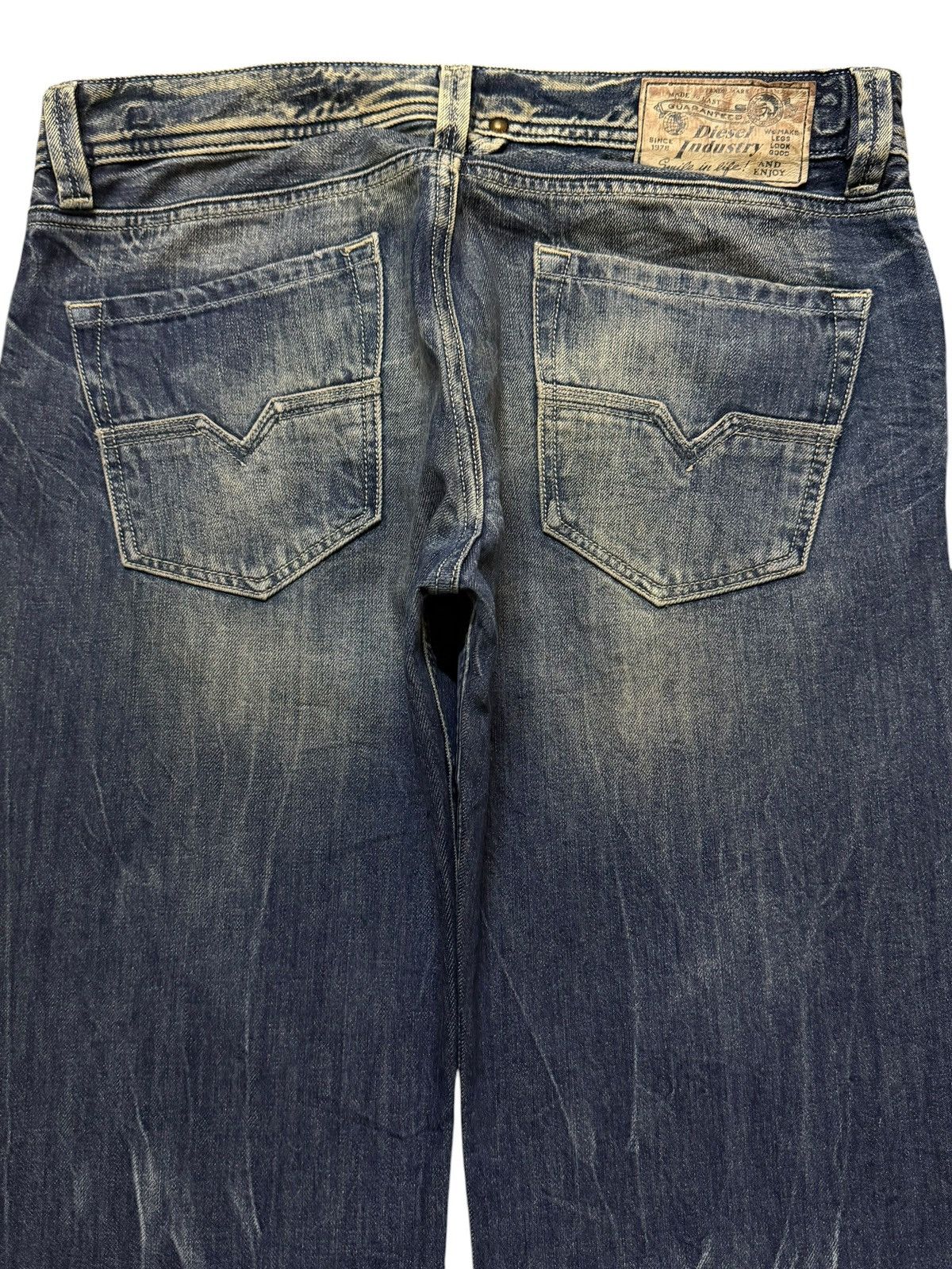 Diesel Vintage 90s Diesel Industry Blue Faded Wash Distress Relaxed Size US 33 - 4 Thumbnail