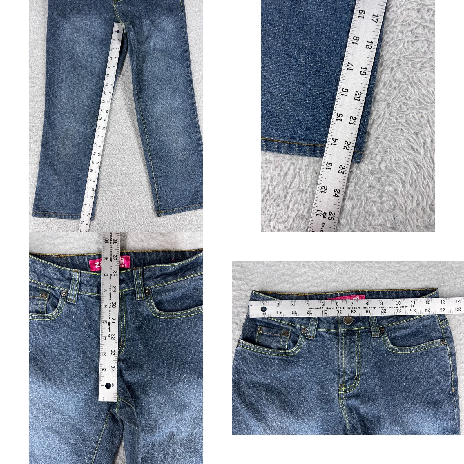 Denime Zana Di Jeans Womens 3 Blue Denim Medium Wash Crop Straight Stretch Size 26" / US 2 / IT 38 - 8 Thumbnail