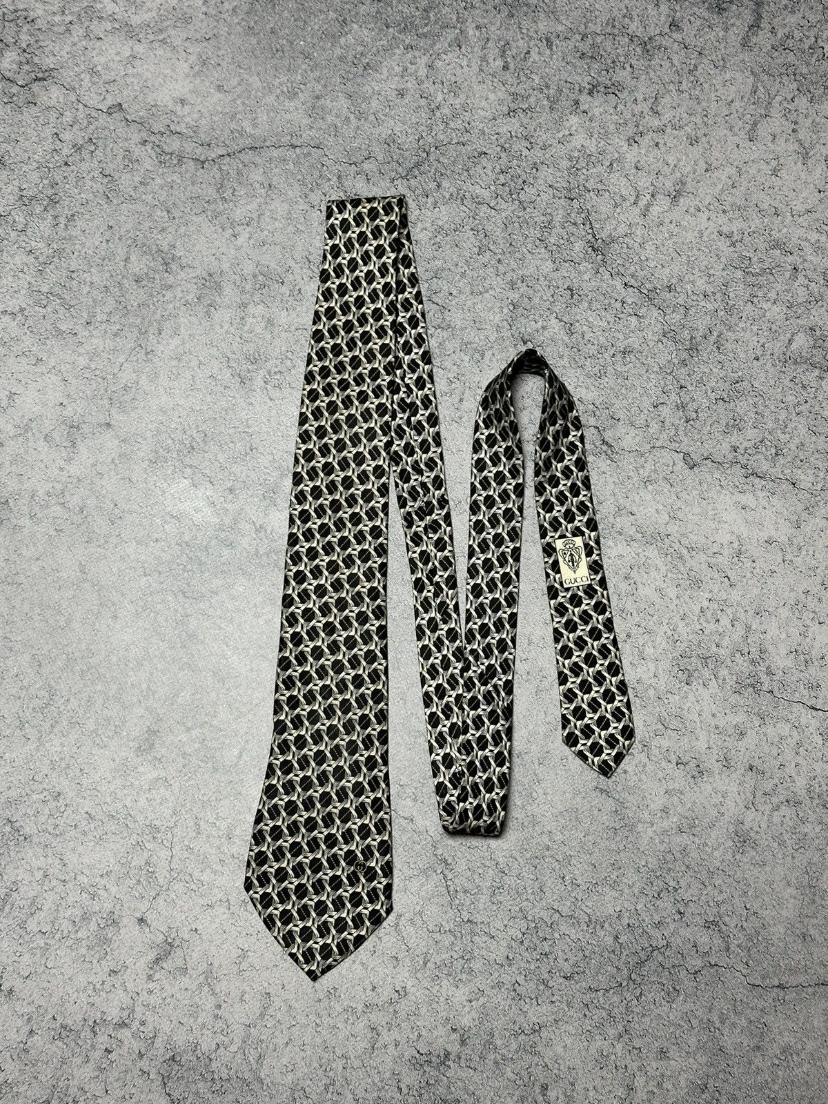 Gucci Vintage Gucci Monogram Silk Tie Size ONE SIZE - 1 Thumbnail