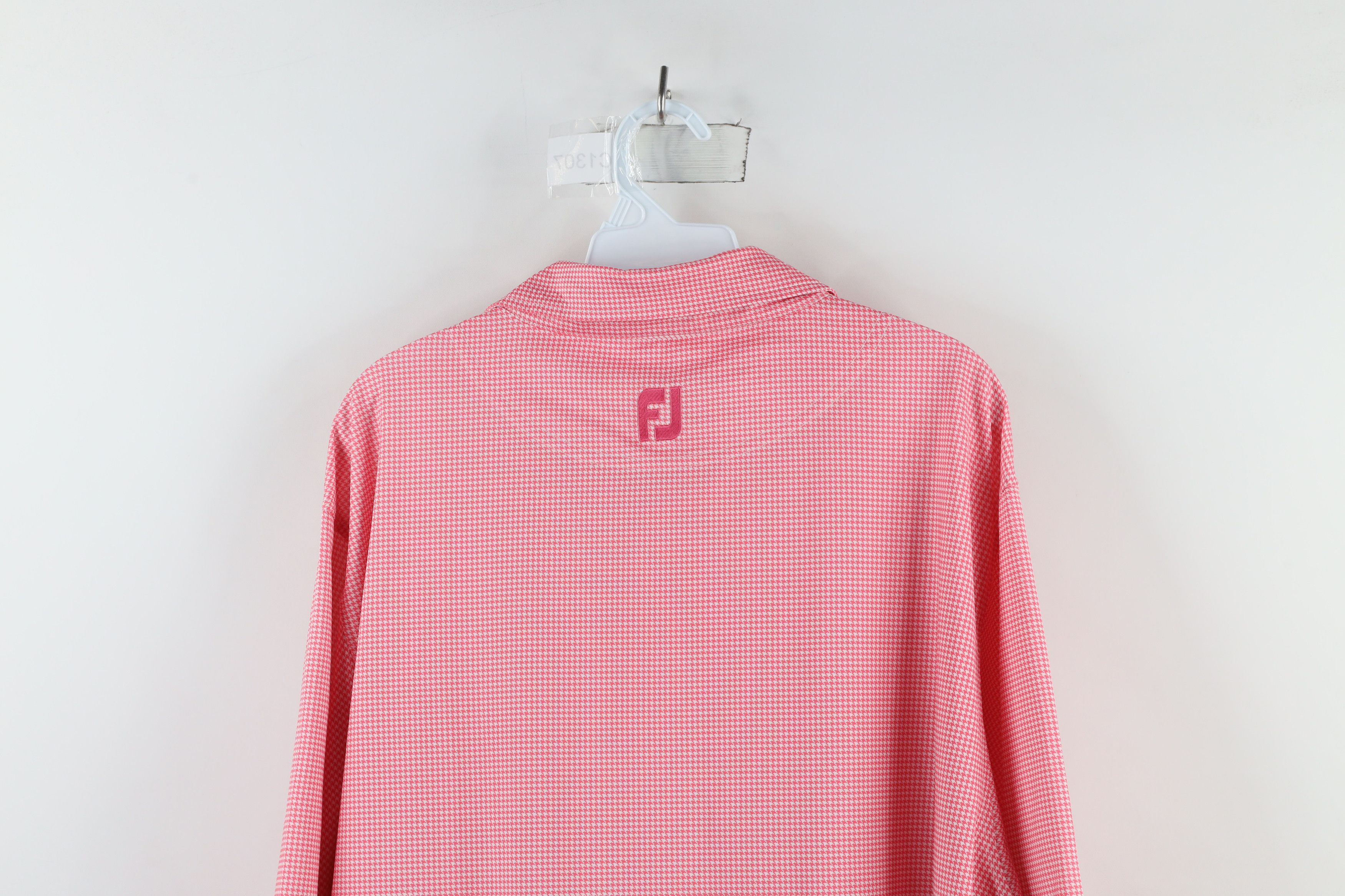 Footjoy × Vintage FootJoy Logo Stretch Houndstooth Collared Golf Polo Shirt Size US L / EU 52-54 / 3 - 8 Thumbnail