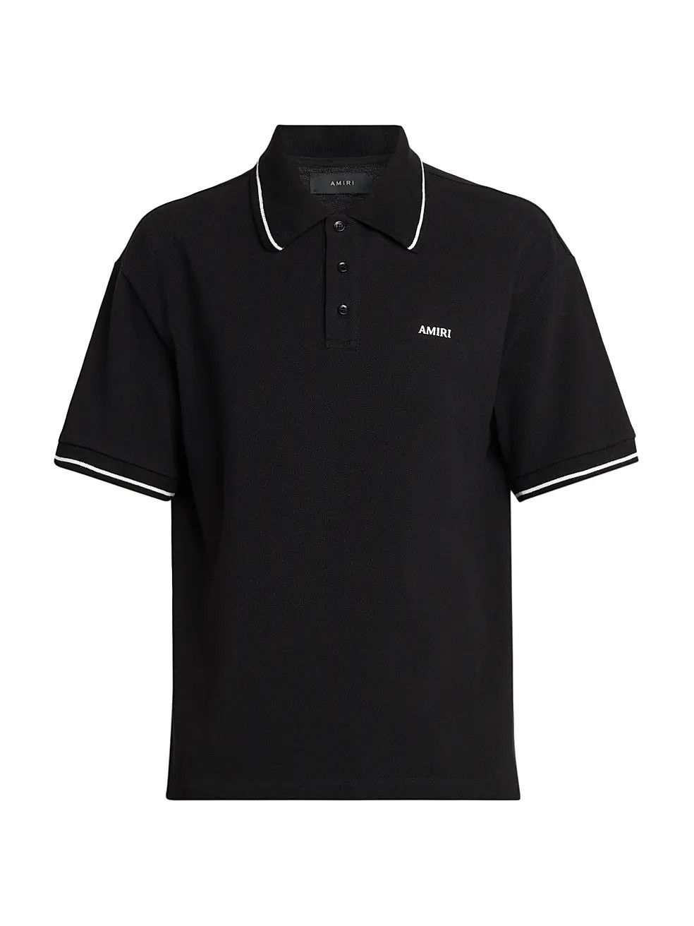 Amiri os11x0326 Logo Cotton Polo Shirt in Black Size US XL / EU 56 / 4 - 1 Thumbnail