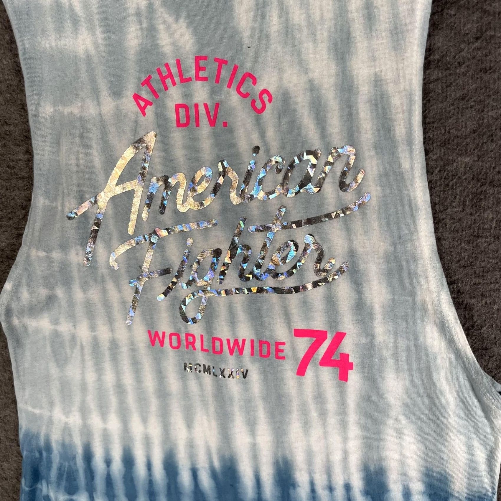 Vintage American Fighter Tank Top Womens Small Blue Quinn Muscle Tie Dye Graphic NWT Size S / US 4 / IT 40 - 3 Thumbnail