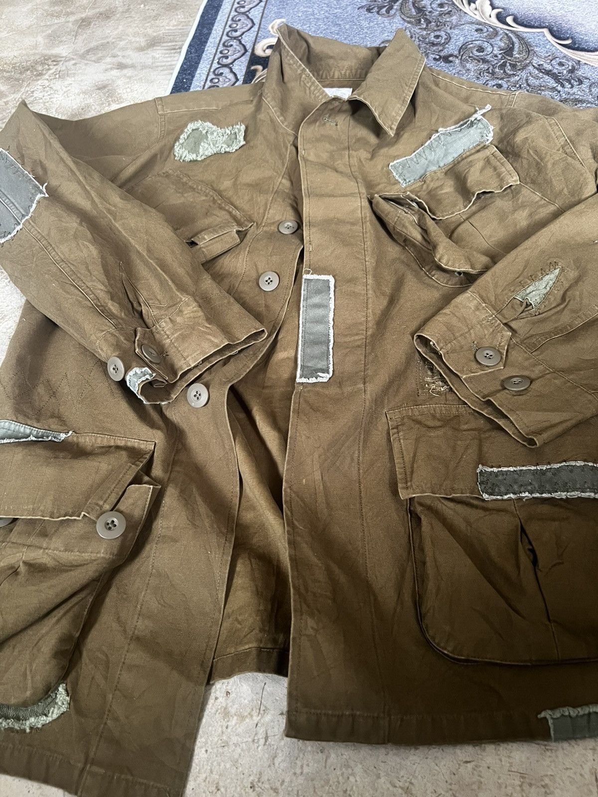 Japanese Brand Houston Distressed Boro Patchwork Military Jungle Fatigue Size US L / EU 52-54 / 3 - 17 Thumbnail