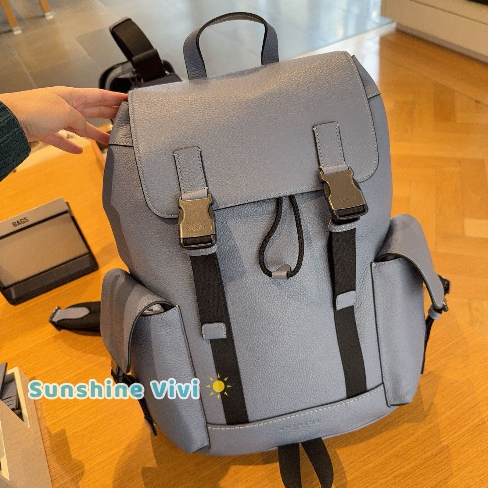 Coach NWT COACH MEN'S Clark Backpack leather CCF89 PALE LAPIS Size ONE SIZE - 1 Thumbnail