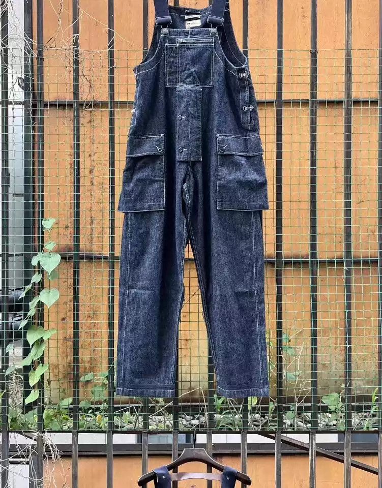 image of Lybro Nigel Cabourn Bib Pants in Blue, Men's (Size 32)