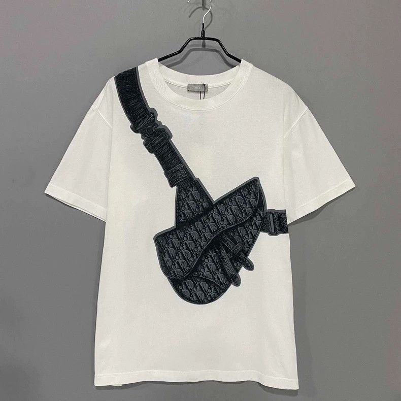 Dior White Saddle Bag Logo T-Shirt