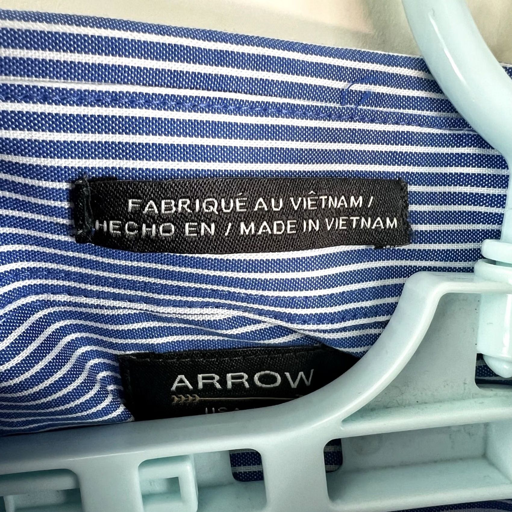 Arrow Arrow Striped Classic Fit Button-Down Shirt Mens Size 16.5 Blue Long Sleeve NWT Size US XL / EU 56 / 4 - 7 Thumbnail