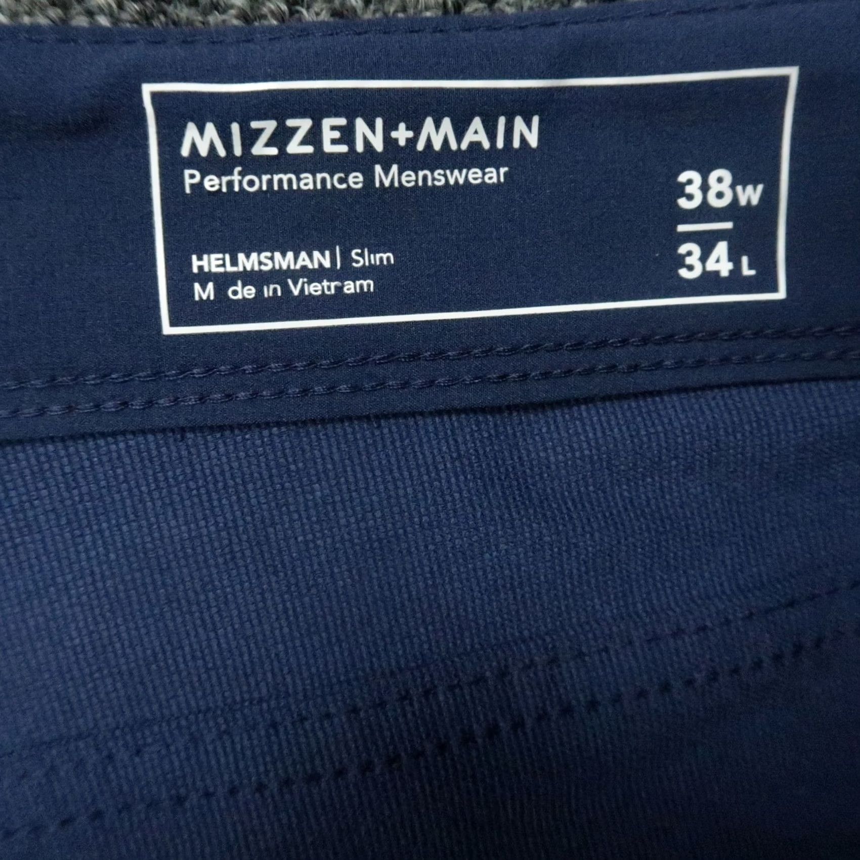 Mizzen+Main Mizzen+Main Pants Mens 38x34 Blue Helmsman Performance Stretch Trouser Slim Front Flat Pocket Chino Business Workwear Casual Travel Size US 38 / EU 54 - 4 Thumbnail