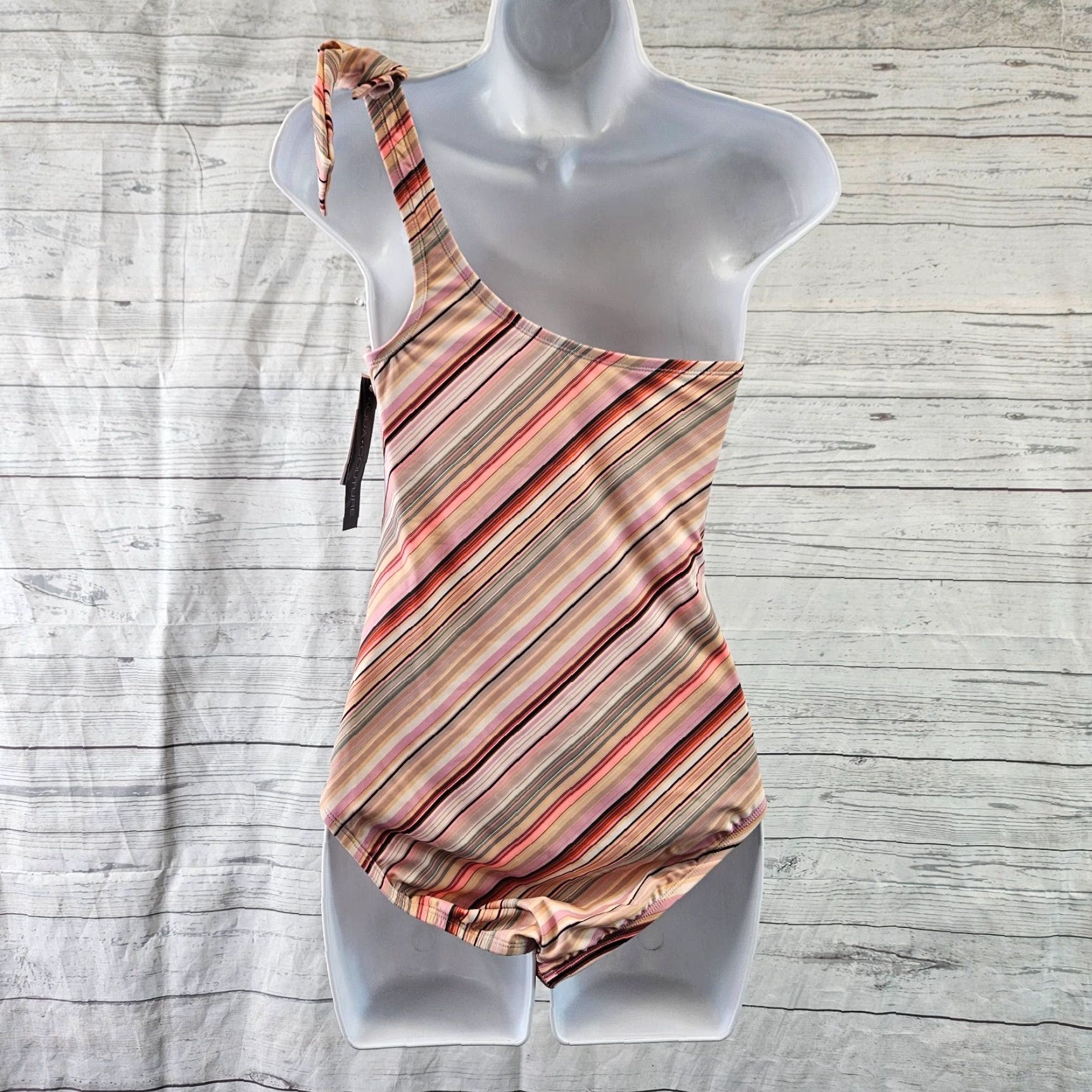 AQUA **Aqua Couture Women's Medium Pink One Piece Swimsuit Striped** User: Aqua Couture Women's Medium Pink One Piece Swimsuit Striped Size ONE SIZE - 4 Thumbnail
