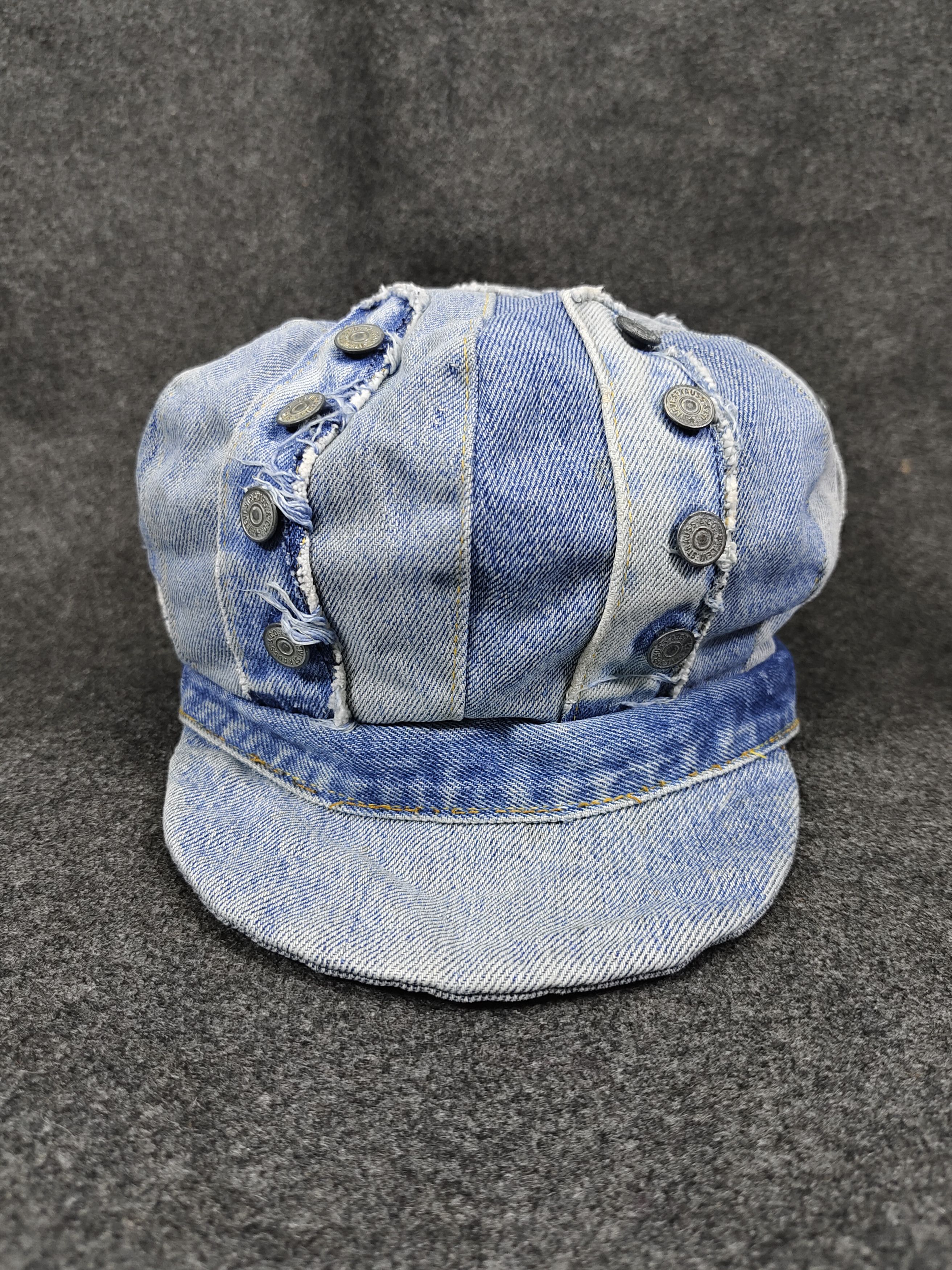 Levi's Vintage Clothing RARE🔥90s AAARDVARK’S Rebuild Levi’s 501 Denim Panel Newsboy Size ONE SIZE - 4 Thumbnail