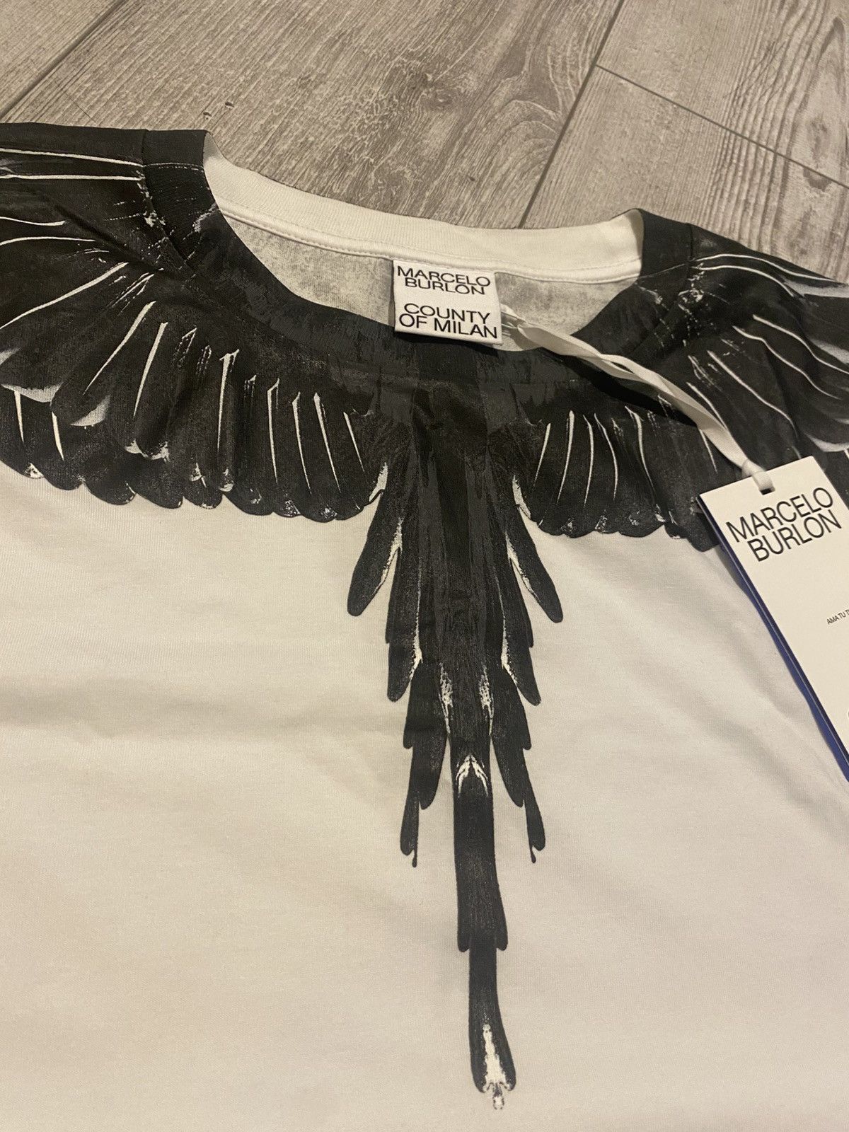 Marcelo Burlon Marcelo Burlon Wings Print T-Shirt White/Black Size US L / EU 52-54 / 3 - 3 Thumbnail