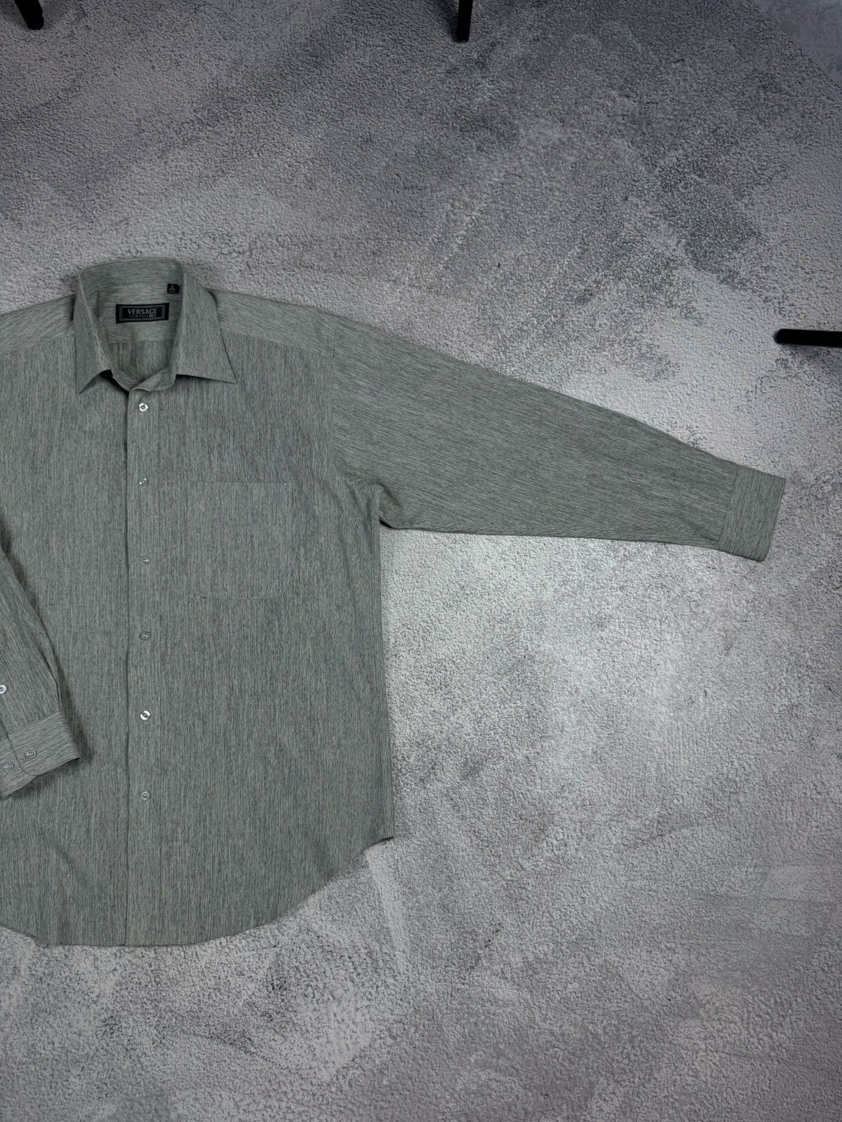 Designer × Versace × Vintage Vintage Versace Classic V2 Gray Melange Long Sleeve Shirt Size US M / EU 48-50 / 2 - 11 Thumbnail