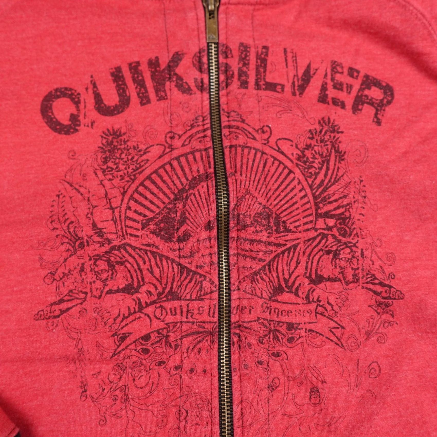 Quiksilver Quiksilver Hoodie Mens XL Red Full Zip Graphic Sweatshirt Tigers Patch Surf Y2K 90s Grunge Size US XL / EU 56 / 4 - 4 Thumbnail