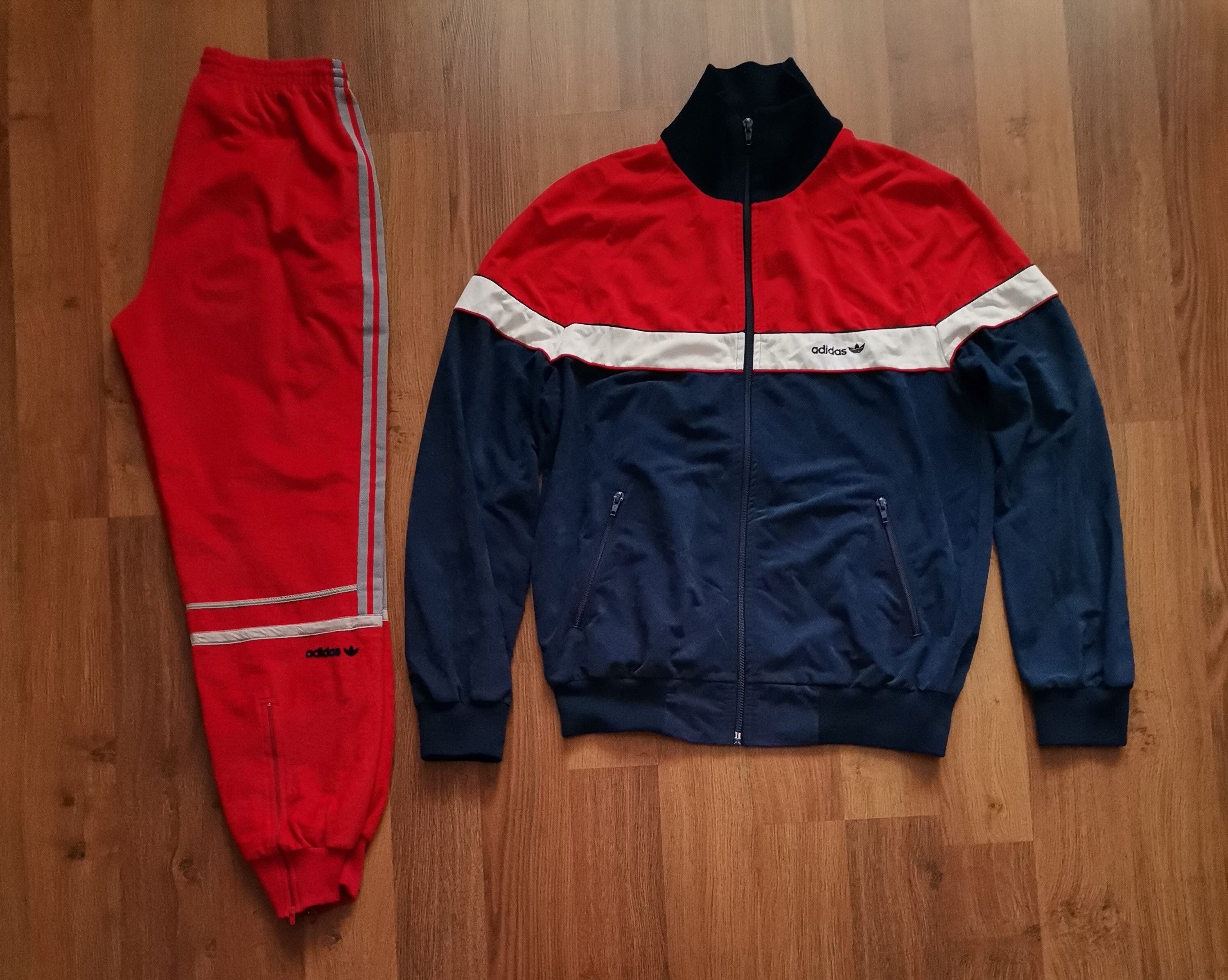 image of Adidas '80S Velvet Track Suit in Navy/Red, Men's (Size Small)