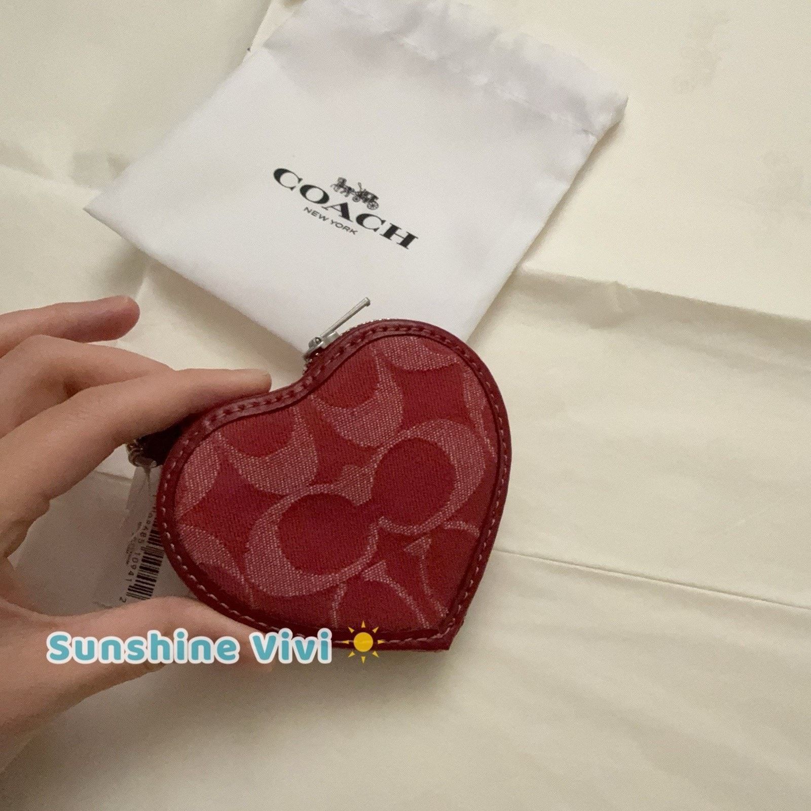 Coach NWT coach Heart Bag Charm Denim CDC91 Silver True Red Size ONE SIZE - 5 Thumbnail