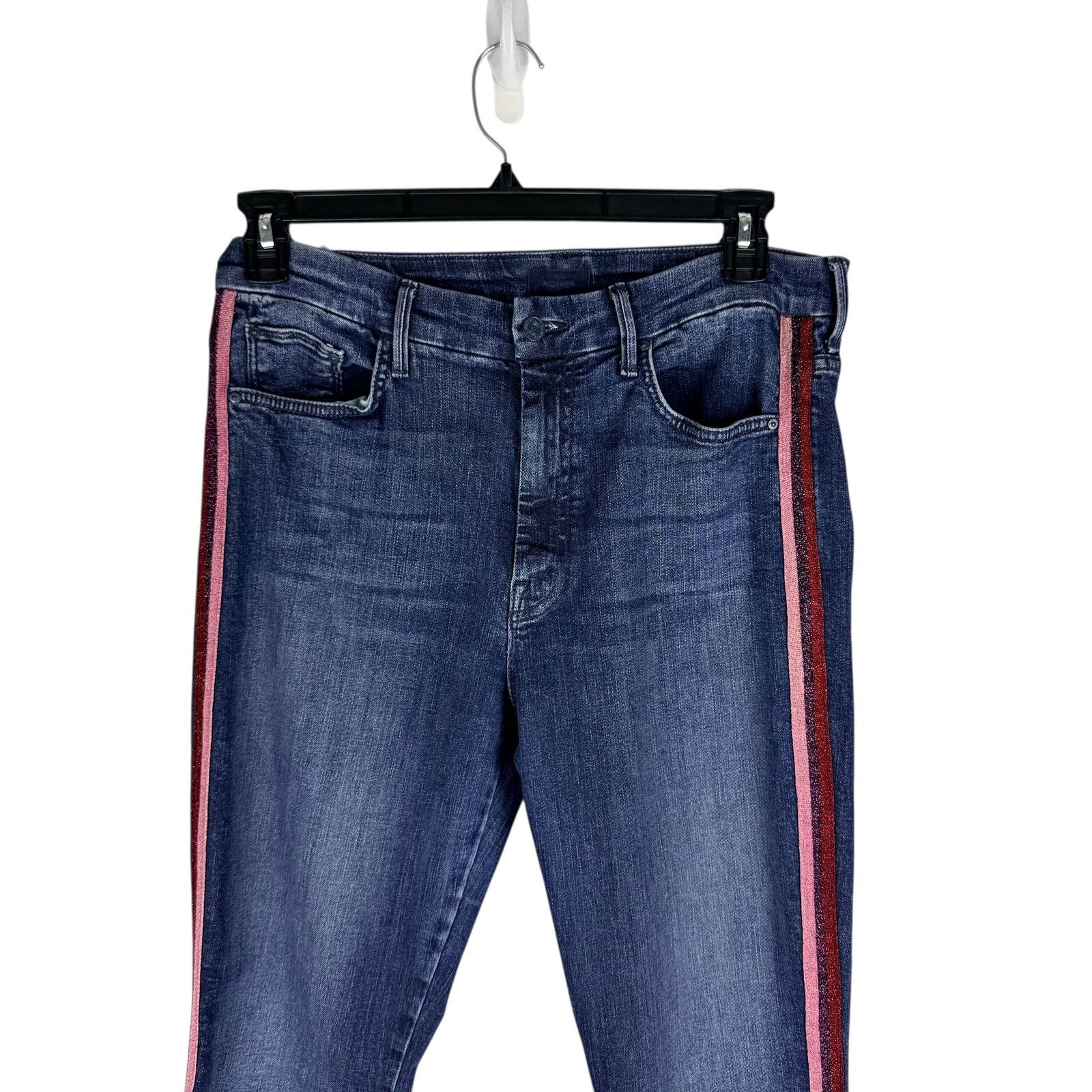 MOTHER Mother High Waisted Looker Jeans Here Kitty Glitter Racer Size 32" / US 10 / IT 46 - 3 Thumbnail